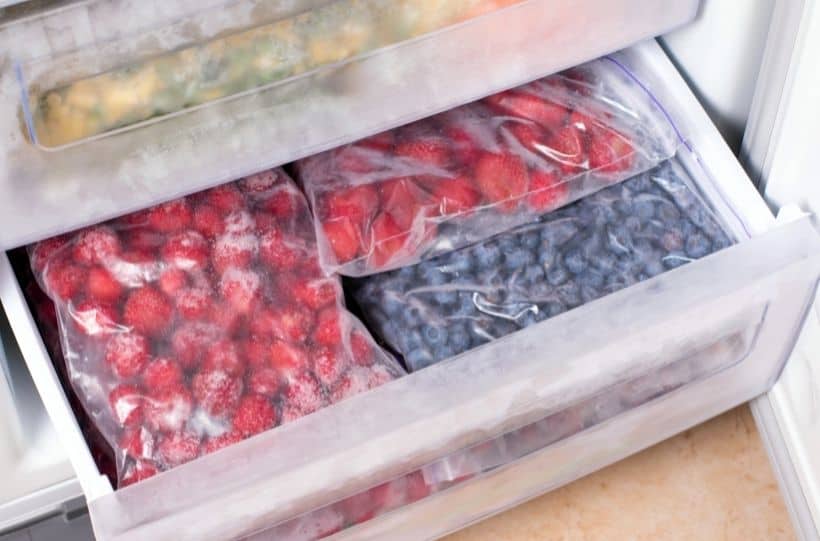 frozen berries in the freezer