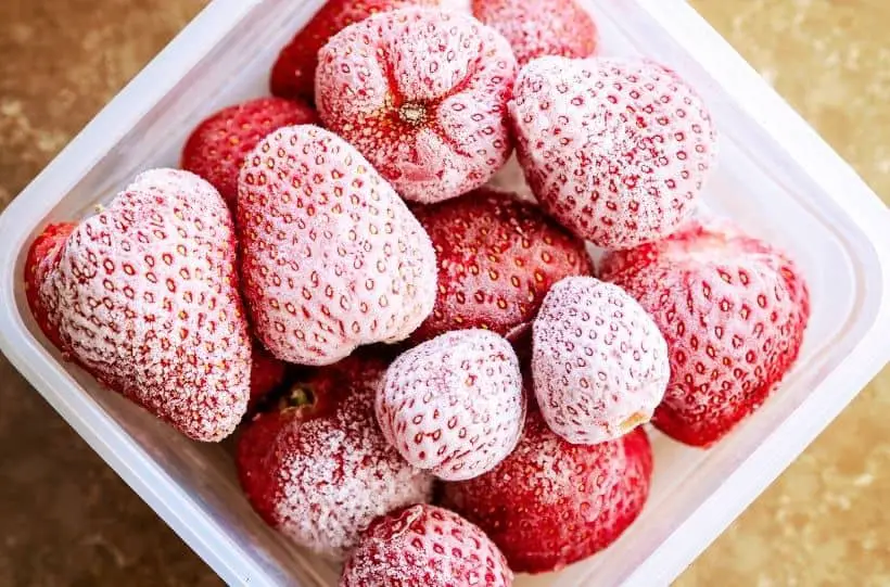 frozen strawberries in a container